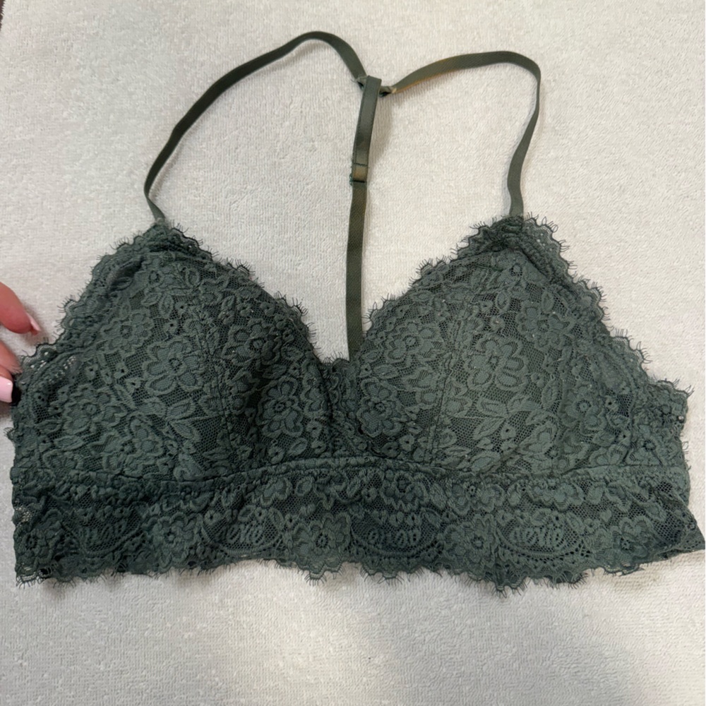 aerie Olive Green Lace Bralette